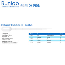 3ml Capacity Short Bulb Transfer Pipettes with Graduation